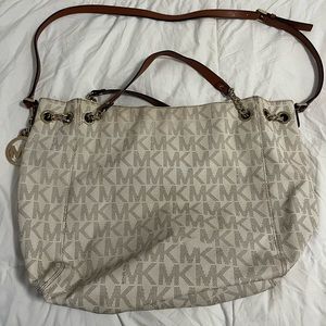 Michael kors white and tan purse